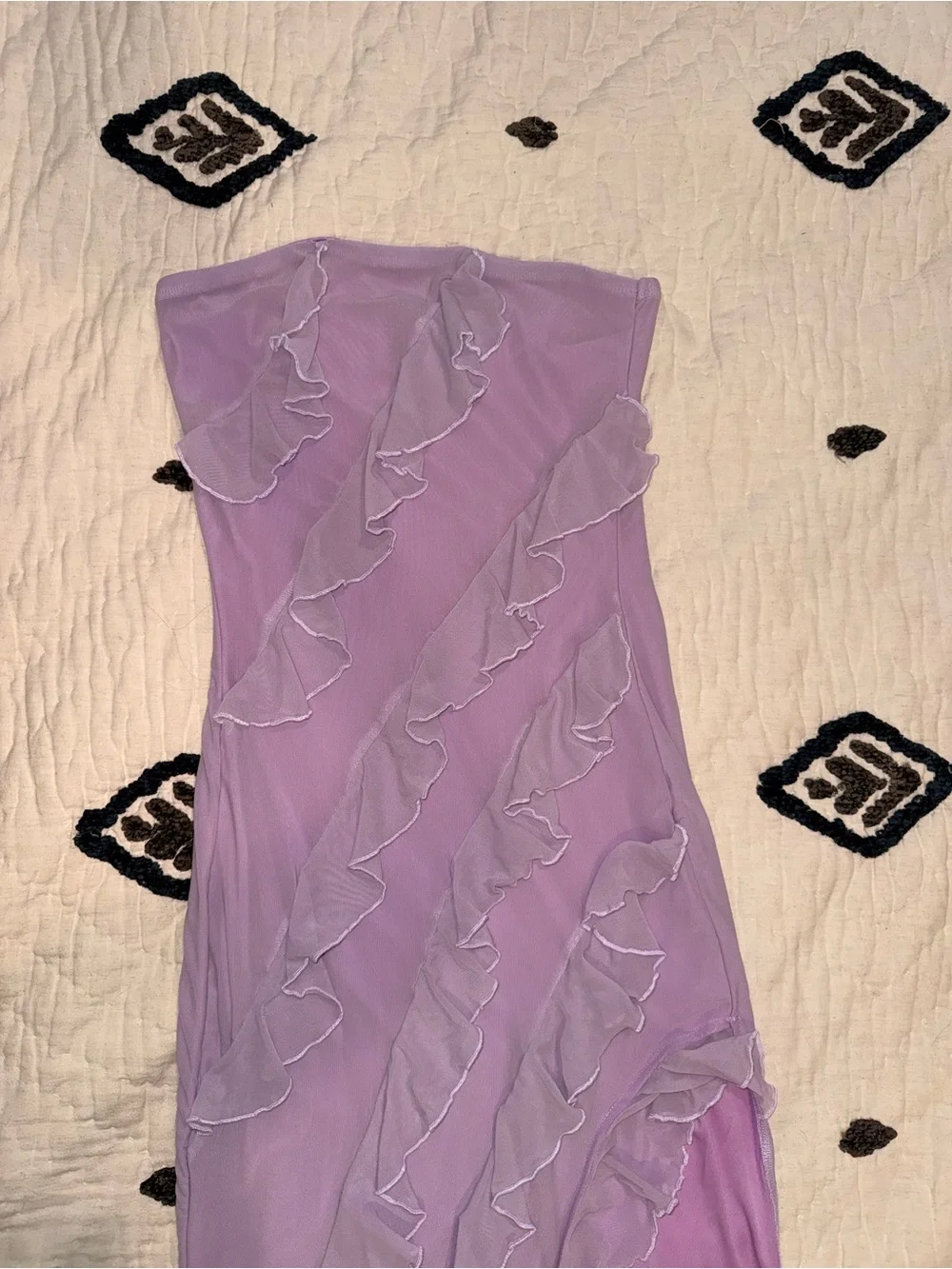 Lilac Ruffle Mesh Slip Dress - Picture 2 of 6